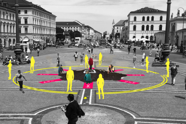 Humus-Aktion von Freifrank auf dem Münchner Odeonsplatz